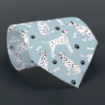 Dalmatian Paws and Bones Neck Tie<br><div class="desc">Cute Dalmatian dogs sit and stand black and white spotted coats with scattered dog bones and pawprints pattern.</div>