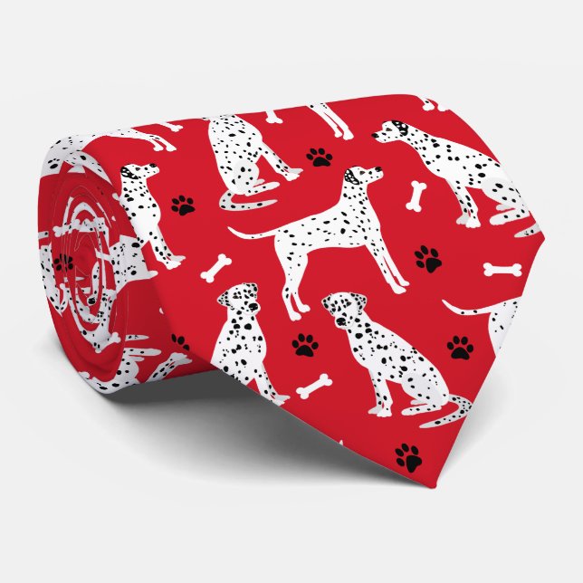Dalmatian Paws and Bones Tie (Rolled)