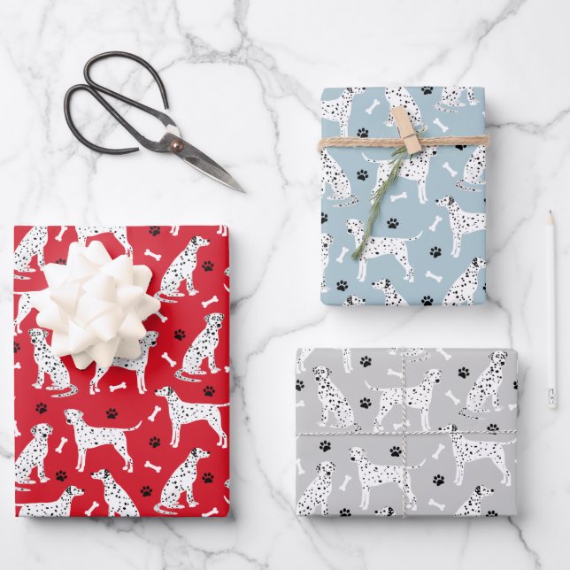 Dalmatian Paws and Bones Wrapping Paper Sheet (Front)