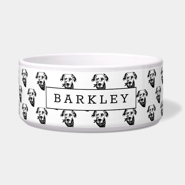 Dalmatian Personalised Dog Water Bowl (Front)