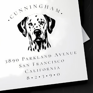 Dalmatian Pet Dog Family Name and Return Address Rubber Stamp