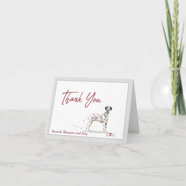 Dalmatian Pet Dog Personalise Bone Ribbon   Thank You Card (Front)