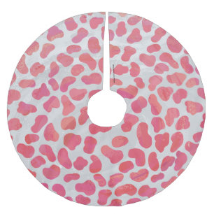 Dalmatian Pink and White Print Brushed Polyester Tree Skirt