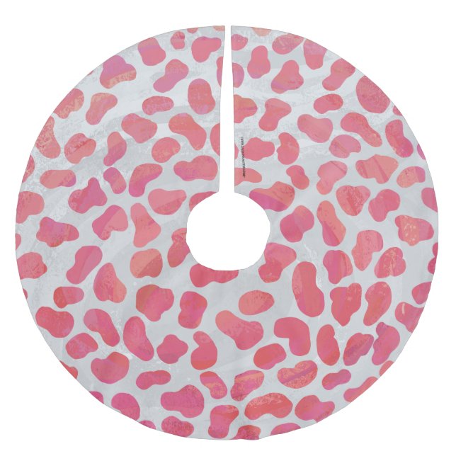 Dalmatian Pink and White Print Brushed Polyester Tree Skirt (Front)