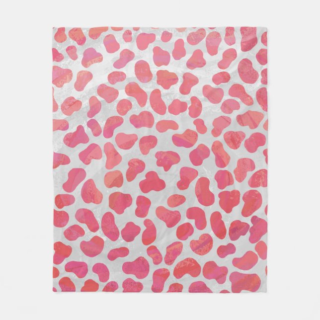 Dalmatian Pink and White Print Fleece Blanket (Front)