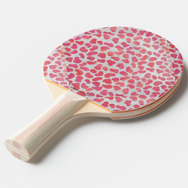 Dalmatian Pink and White Print Ping Pong Paddle (Front Angle)