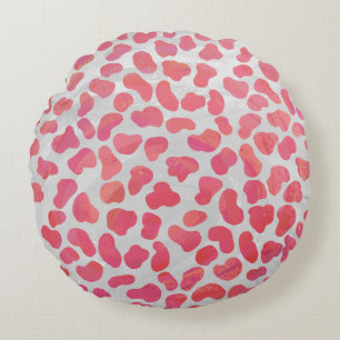 Dalmatian Pink and White Print Round Cushion