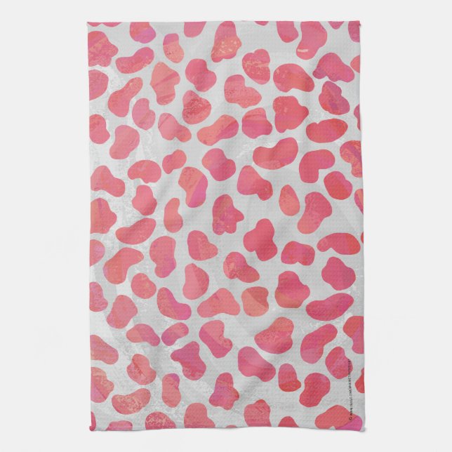 Dalmatian Pink and White Print Tea Towel (Vertical)