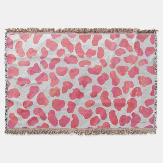 Dalmatian Pink and White Print Throw Blanket (Front)