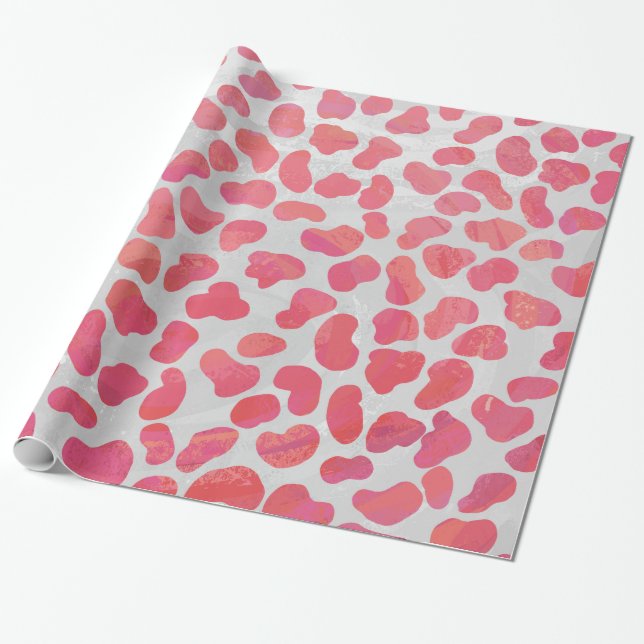 Dalmatian Pink and White Print Wrapping Paper (Unrolled)