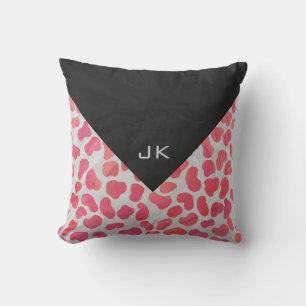 Dalmatian Pink and White with Monogram Cushion