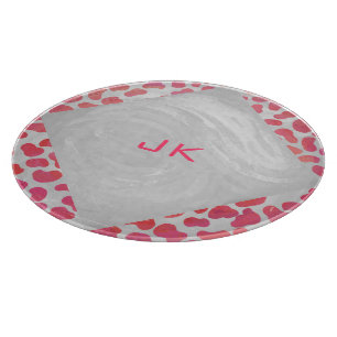 Dalmatian Pink and White with Monogram Cutting Board