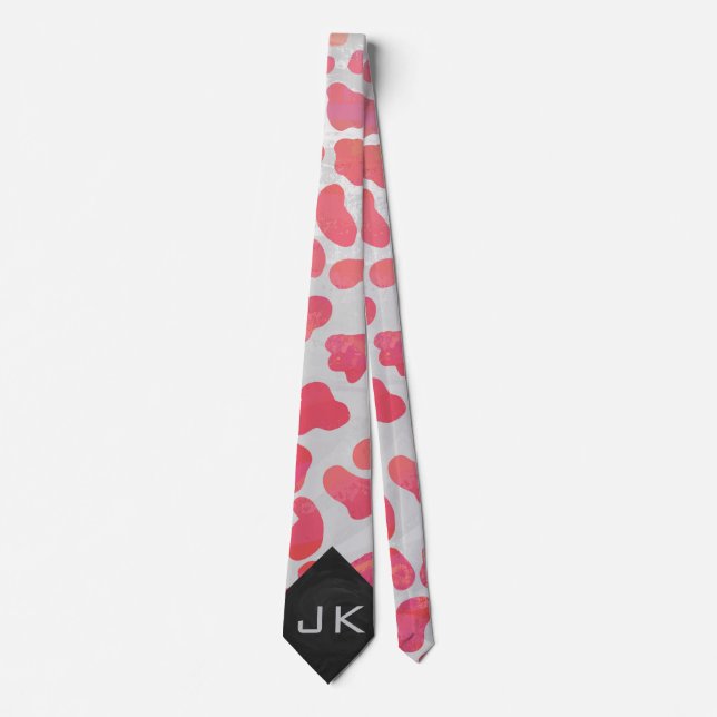 Dalmatian Pink and White with Monogram Tie (Front)