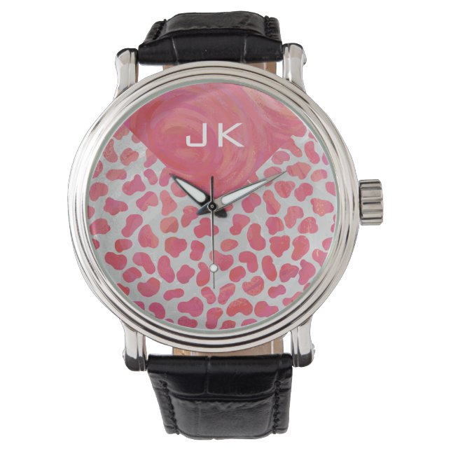 Dalmatian Pink and White with Monogram Watch (Front)