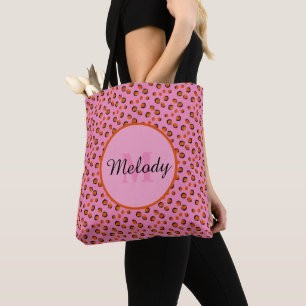 dalmatian pink cheetah Animal Print Monogram Tote Bag