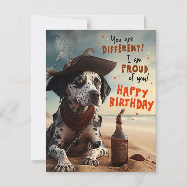Dalmatian Pirate Dog Happy Birthday Card (Front)