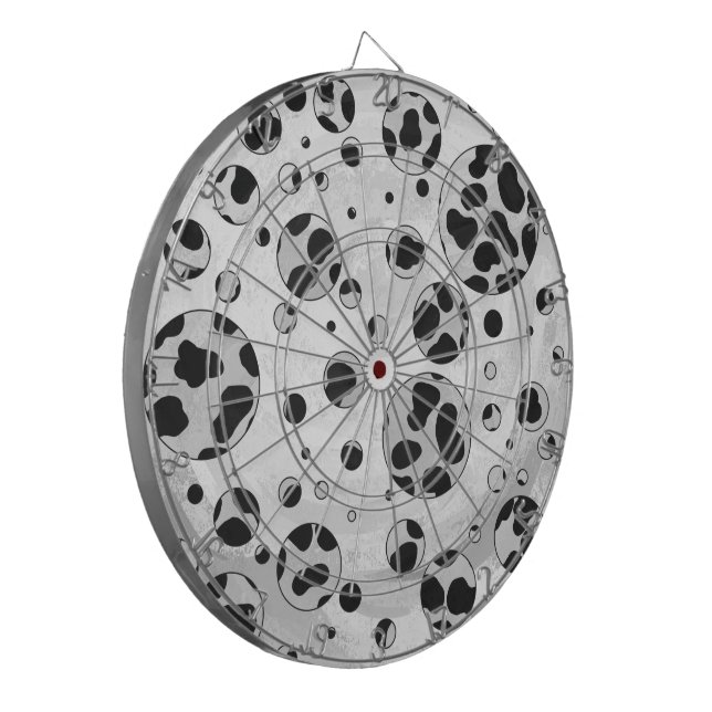Dalmatian Polka Dot Black and White Dartboard (Front Left)