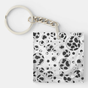 Dalmatian Polka Dot Black and White Key Ring