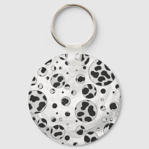 Dalmatian Polka Dot Black and White Key Ring