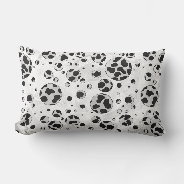 Dalmatian Polka Dot Black and White Lumbar Cushion (Front)