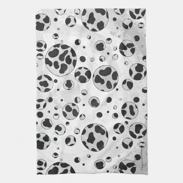 Dalmatian Polka Dot Black and White Tea Towel (Vertical)