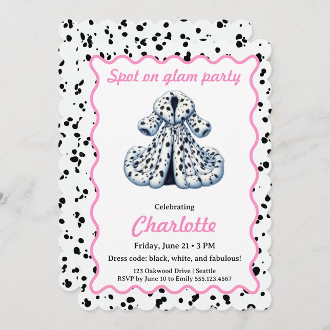 Dalmatian Print Birthday | Black and White party Invitation (Front/Back)