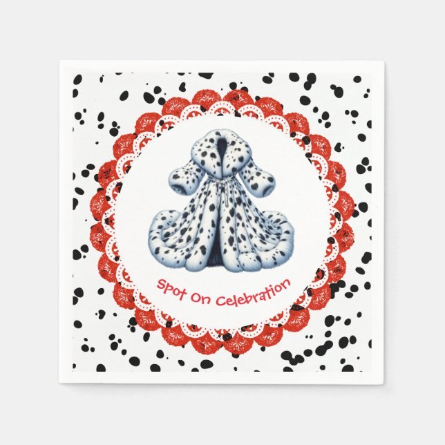 Dalmatian Print Birthday | Black and White party Napkin (Front)