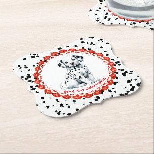 Dalmatian Print Birthday Black and White party Paper Coaster