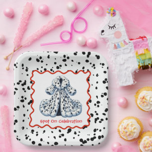 Dalmatian Print Birthday Black and White party Paper Plate
