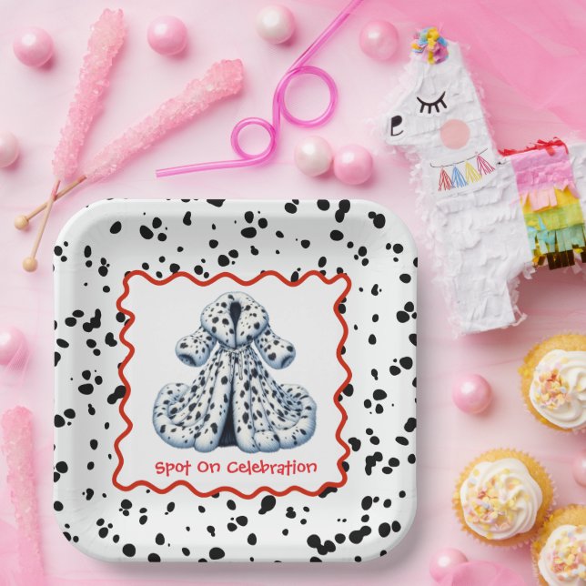 Dalmatian Print Birthday | Black and White party Paper Plate (Party)