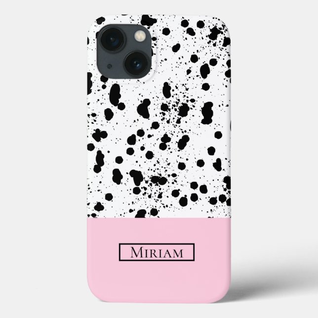 Dalmatian Print with Pink Custom Name Case-Mate iPhone Case (Back)