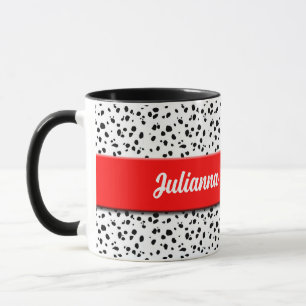 Dalmatian Print with Red and Name Mug