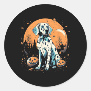 Dalmatian Pumpkin Halloween Costume Dog Puppy Men Classic Round Sticker