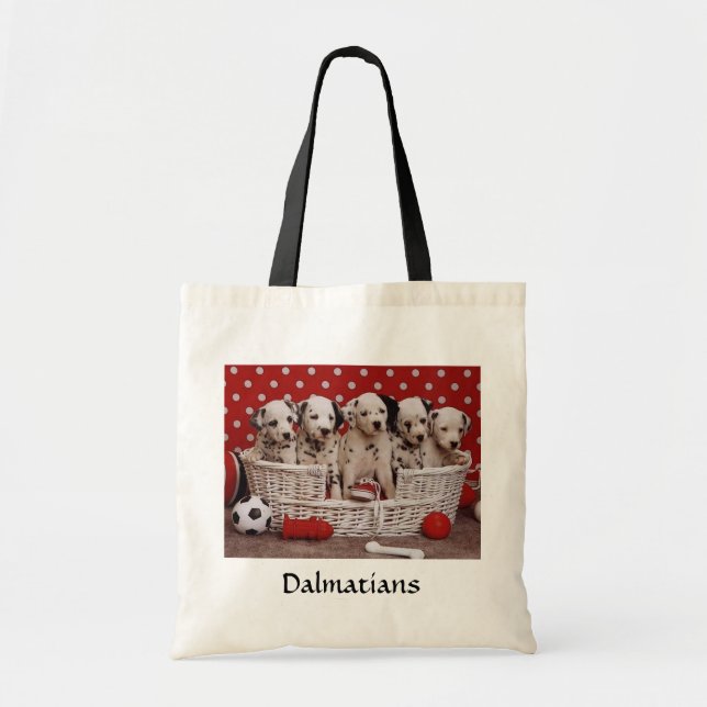 Dalmatian Puppies in a Basket Budget Tote Bag (Front)