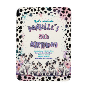 Dalmatian Puppies Pink Purple Birthday Party  Magnet