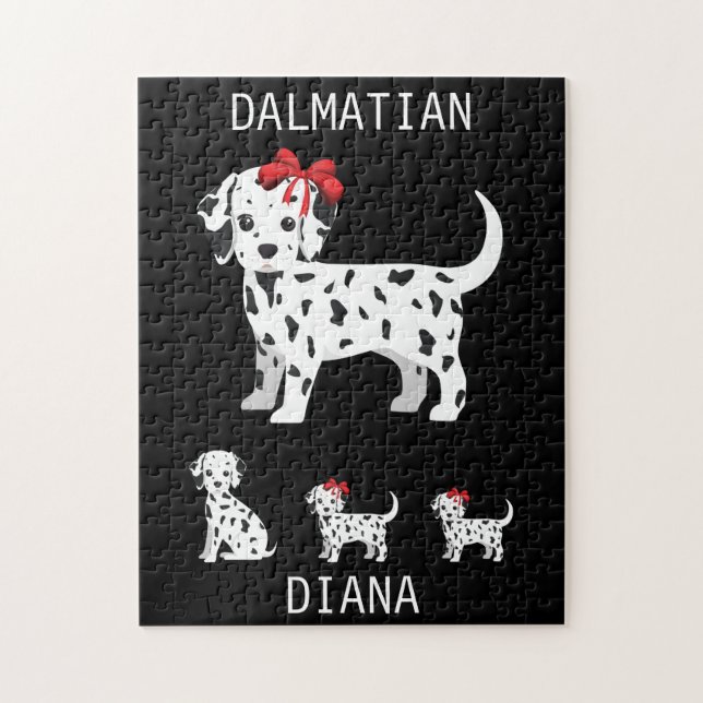 Dalmatian puppies puzzle with personalised name. (Vertical)