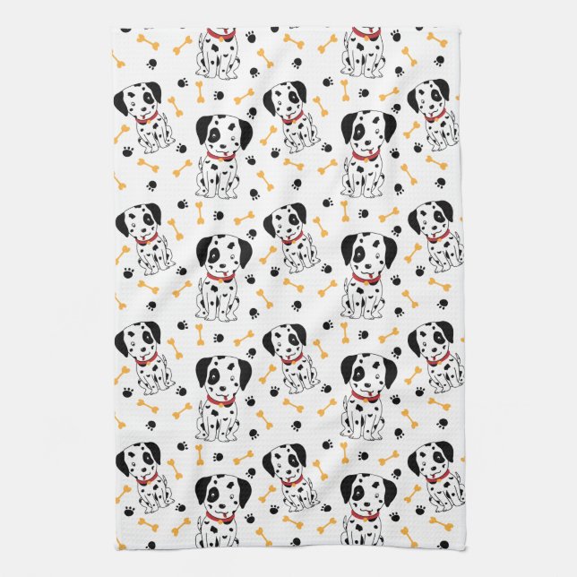 Dalmatian Puppies Tea Towel (Vertical)
