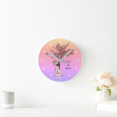 Dalmatian Puppy And Butterfly Personalised  Round Clock (Home)