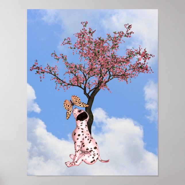 Dalmatian Puppy And Butterfly Poster (Front)
