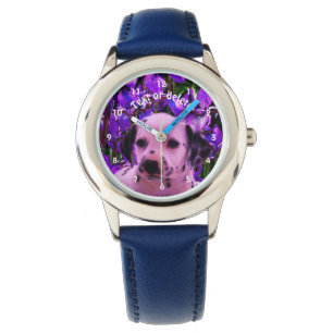 Dalmatian Puppy And Flowers Dog Art Personalised Watch