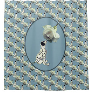 Dalmatian Puppy And Rose Animal Pattern   Shower Curtain