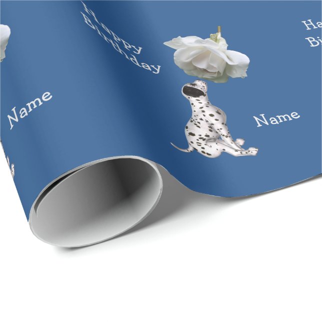Dalmatian Puppy And Rose Animal Pattern Wrapping Paper (Roll Corner)