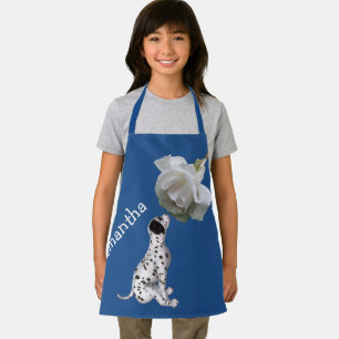 Dalmatian Puppy And Rose Personalised Apron