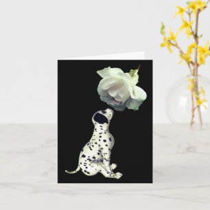 Dalmatian Puppy And White Rose Note Card