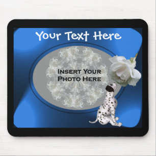 Dalmatian Puppy And White Rose Photo Mouse Mat