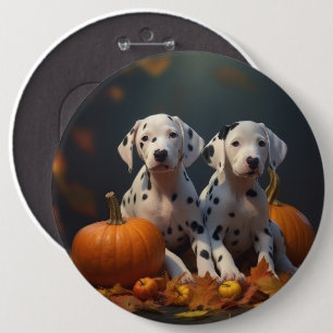 Dalmatian Puppy Autumn Delight Pumpkin 6 Cm Round Badge