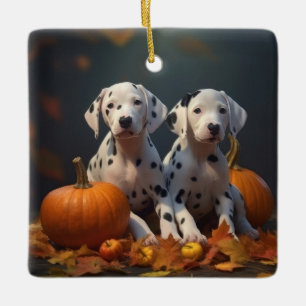 Dalmatian Puppy Autumn Delight Pumpkin  Ceramic Ornament
