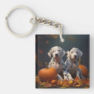 Dalmatian Puppy Autumn Delight Pumpkin Key Ring