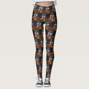 Dalmatian Puppy Autumn Delight Pumpkin  Leggings