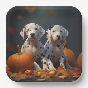 Dalmatian Puppy Autumn Delight Pumpkin Paper Plate